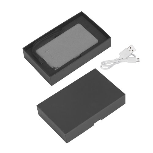Зарядное устройство "Камень" с покрытием soft grip, 4000 mAh в подарочной коробке, серый