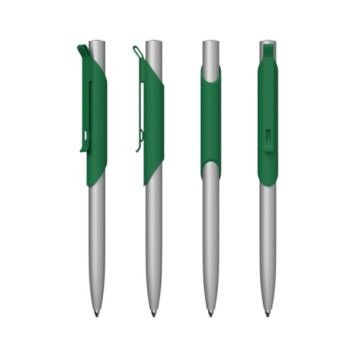 Ручка шариковая "Skil", покрытие soft touch, темно-зеленый с серебристым