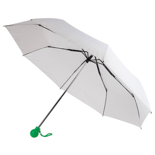 Зонт складной, D=95см, механический, нейлон, пластик, белый купол, цвет ручки зеленый
