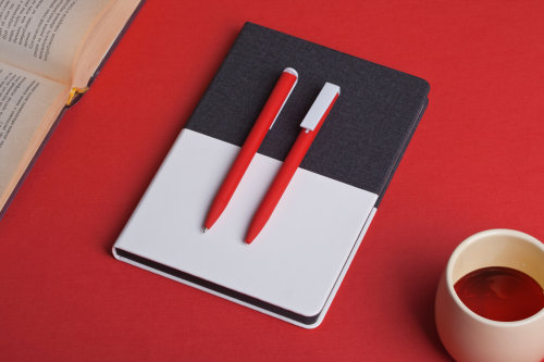 Ручка шариковая "Clive", покрытие soft touch, красный с белым