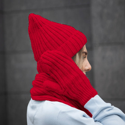 Набор подарочный НАСВЯЗИ©: шапка, шарф,  варежки, носки, красный (красный)