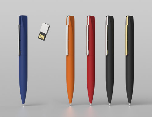 Ручка шариковая "Callisto" с флеш-картой 32Gb, покрытие soft touch, оранжевый