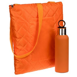 Набор для пикника: плед и термобутылка, оранжевый