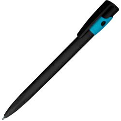 Ручка шариковая из экопластика KIKI ECOLINE (тёмно-серый, голубой)