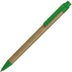 Ручка шариковая из переработанной бумаги, зеленая