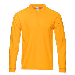 Рубашка поло мужская STAN длинный рукав хлопок/полиэстер 185, 04S, жёлтый