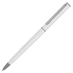 Ручка пластиковая шариковая, пластик/металл, d0,8 х 13 см, белый матовый/серебристый