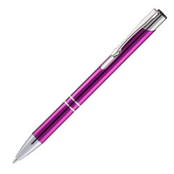 Ручка шариковая, фиолетовая, отделка серебристая