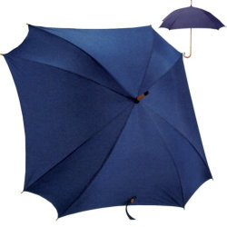 Зонт-трость КВАДРО с деревянной ручкой, синий, 100см синий