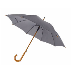 Зонт-трость 104см с деревянной ручкой, серый