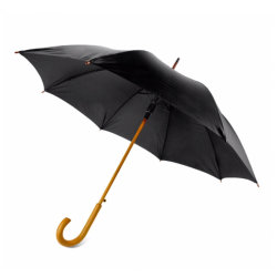 Зонт-трость 104см с деревянной ручкой, черный