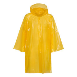 Дождевик-плащс капюшоном на липучке, 105х85 см, полиэтилен 40 мкр, желтый