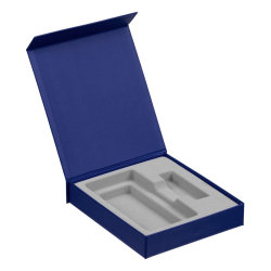 Коробка для для аккумулятора 10000 мАч и флешки, 17,5х15,5х3,3 см, переплетный картон,  синяя