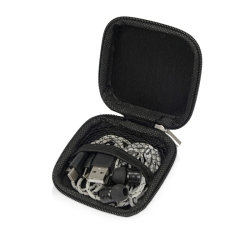 Набор в чехле: наушники и зарядный кабель 3 в 1, пластик/металл/полиэстер,  серый