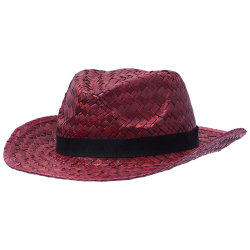 Шляпа соломенная, красная с чёрной лентой