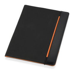 Папка для документов, искусственная кожа/полиэстер, 26,5 х 32 х 1 см, черный/оранжевый