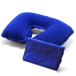 Подушка надувная дорожная, пвх, синяя, 44х29см синий