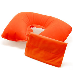 Подушка надувная дорожная, пвх, оранжевая, 44х29см