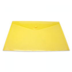 Папка-конверт на кнопке А4, желтый, 180мкм