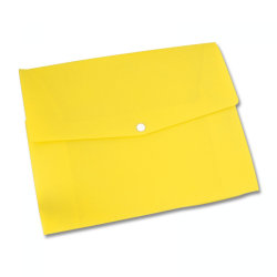 Папка-конверт на кнопке А4, желтая, 400мкм