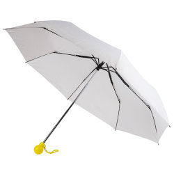 Зонт складной, D=95см, механический, нейлон, пластик, белый купол, цвет ручки желтый