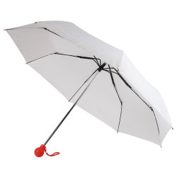 Зонт складной, D=95см, механический, нейлон, пластик, белый купол, цвет ручки красный