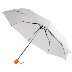 Зонт складной, D=95см, механический, нейлон, пластик, белый купол, цвет ручки оранжевый