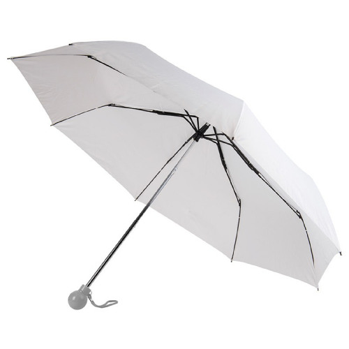 Зонт складной, D=95см, механический, нейлон, пластик, белый купол, цвет ручки серый