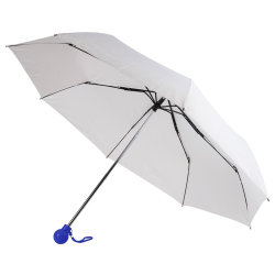 Зонт складной, D=95см, механический, нейлон, пластик, белый купол, цвет ручки синий
