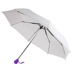 Зонт складной, D=95см, механический, нейлон, пластик, белый купол, цвет ручки фиолетовый