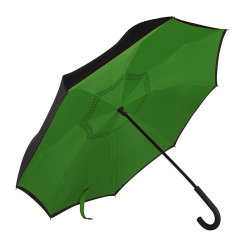 Зонт-трость "наоборот", механический зелёный 348С
