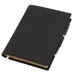 Ежедневник-портфолио Clip, черный, обложка soft touch, недатированный кремовый блок, подарочная коробка, в комплекте ручка Tesoro