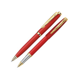 Набор: шариковая ручка и ручка-роллер PIERRE CARDIN, латунь с лакированным покрытием, красный