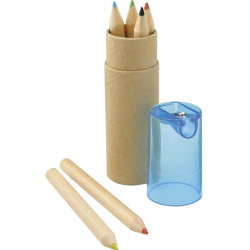 Набор 6 цветных карандашей с крышкой-точилкой, голубой