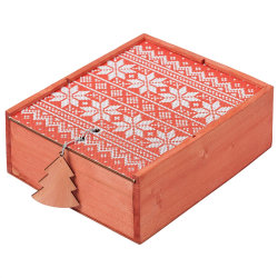 Коробка деревянная 22,5х27х10 см красная