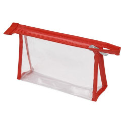 Прозрачная пластиковая косметичка с красной отделкой
