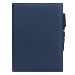 Ежедневник-портфолио Clip, синий, обложка soft touch, недатированный кремовый блок, подарочная коробка, в комплекте ручка Tesoro синяя