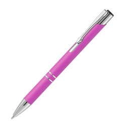 Ручка шариковая, розовая, серебристая отделка